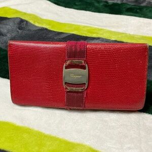Salvatore Ferragamo Textured Red Wallet
